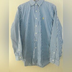 Ralph Lauren Blue and White Striped Button Down Shirt